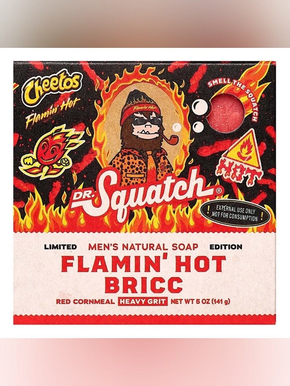 BN Limited Edition Dr. Squatch Flamin' Hot Cheetos soap bar bricc Heavy Grit